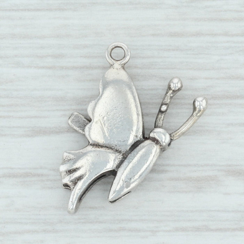 Light Gray Butterfly Charm Sterling Silver 925 Insect Jewelry