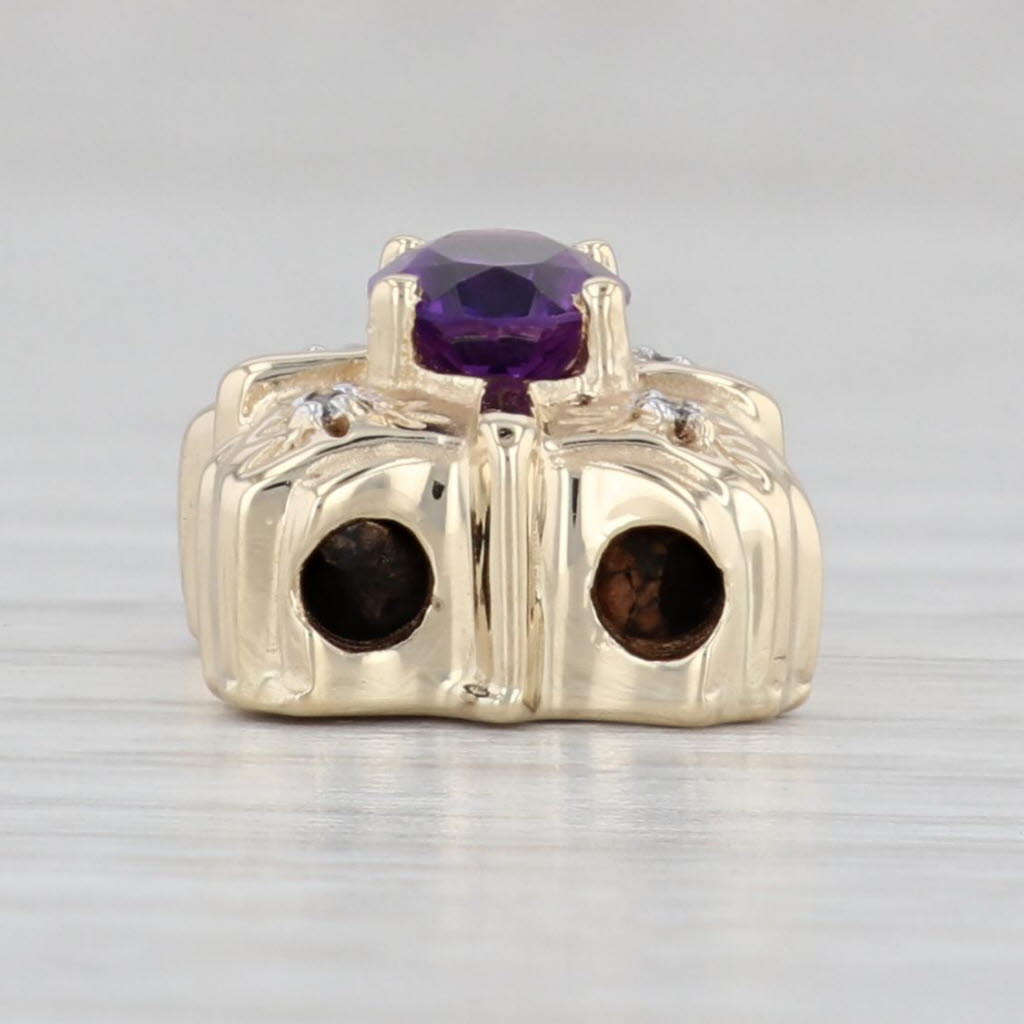 Light Gray 0.73ctw Amethyst Diamond Slide Charm 14k Yellow Gold Vintage XQYD