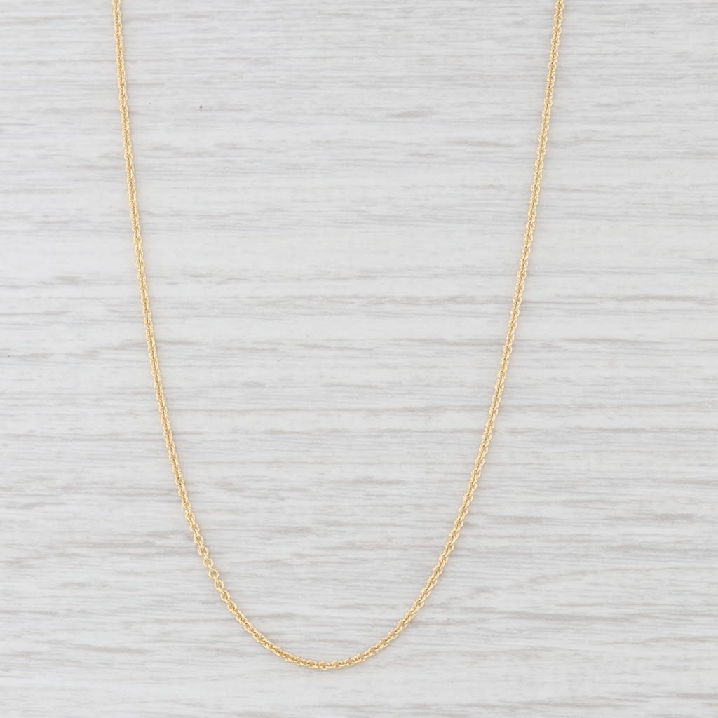 Light Gray New Round Cable Chain Necklace 14k Yellow Gold 18" 1.3mm