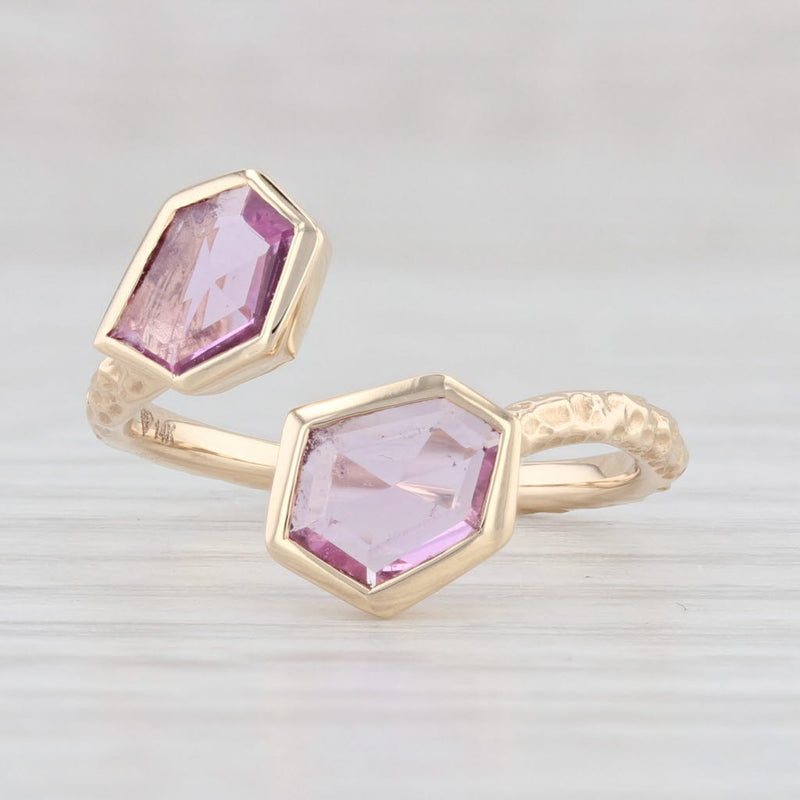 Light Gray New 0.95ctw Pink Sapphire Bypass Ring 14k Yellow Gold Size 6.5 Adjustable