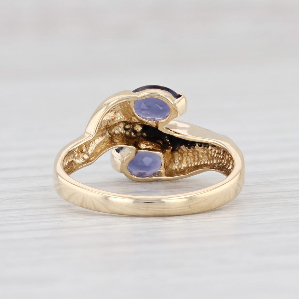 Light Gray 0.90ctw Purple Blue Iolite Bypass Ring 14k Yellow Gold Size 7.25