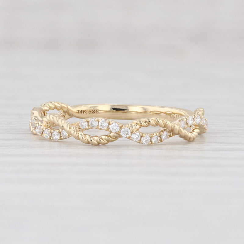 New Diamond Woven Stackable Ring 14k Yellow Gold Size 6.5 Wedding Band