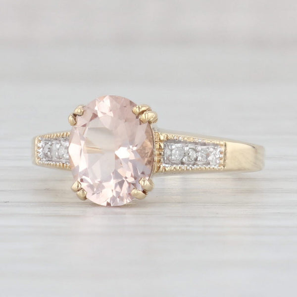 1.52ctw Oval Morganite Diamond Ring 10k Yellow Gold Size 7 Engagement