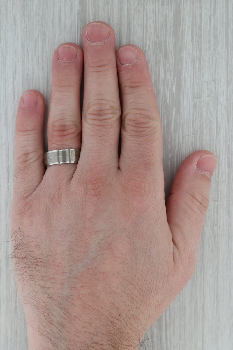 Rosy Brown New Beveled Brushed Titanium Ring Wedding Band Size 9
