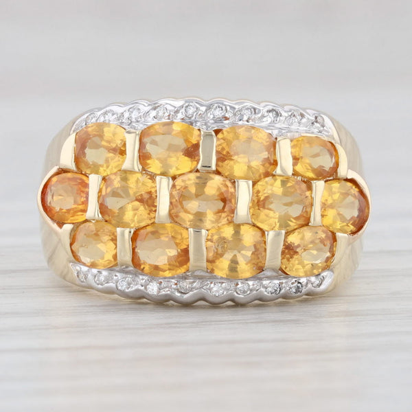 Light Gray 3.39ctw Yellow Orange Sapphire Cluster Ring 14k Yellow Gold Size 6