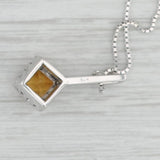 Gray 1.25ctw Citrine Diamond Halo Pendant Necklace 14k White Gold 18" Box Chain