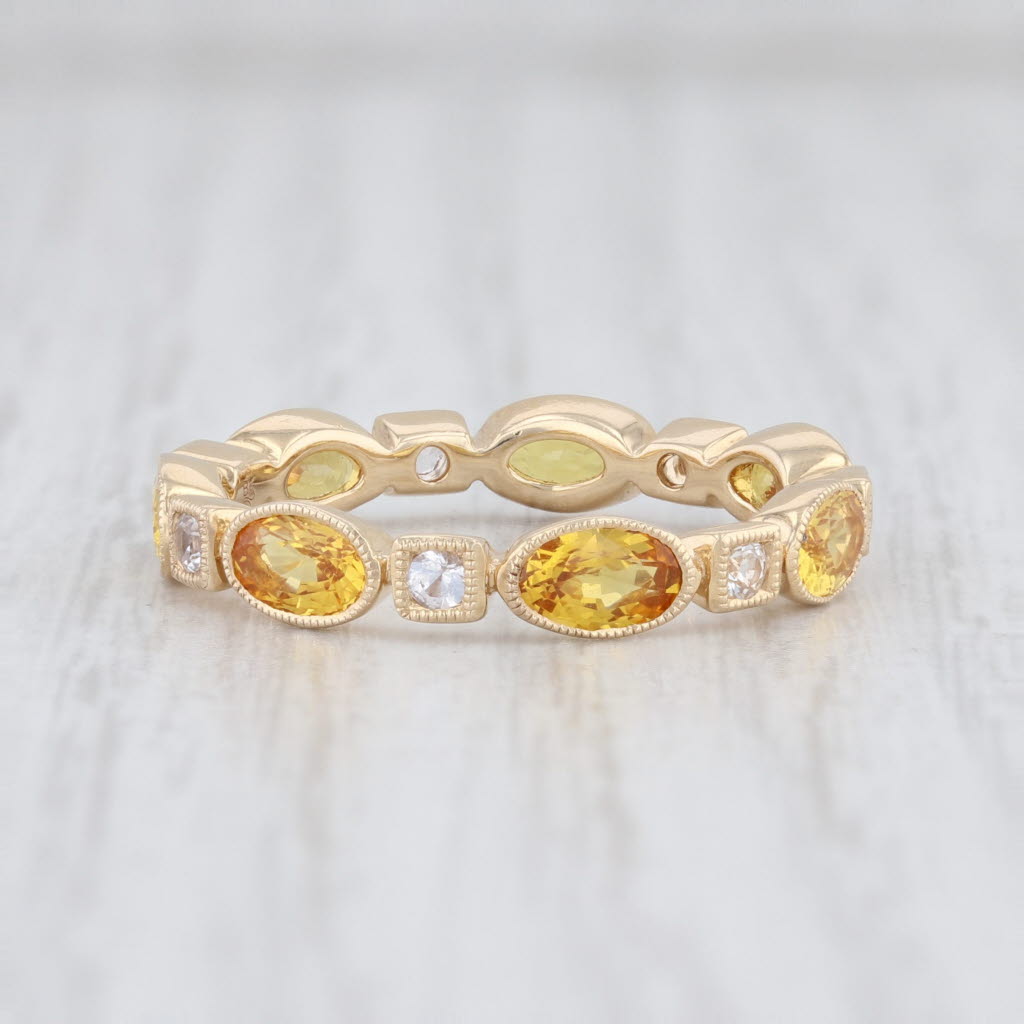 Light Gray New Beverley K 2.22ctw Yellow Sapphire Stackable Ring 14k Gold Eternity Band 6.5