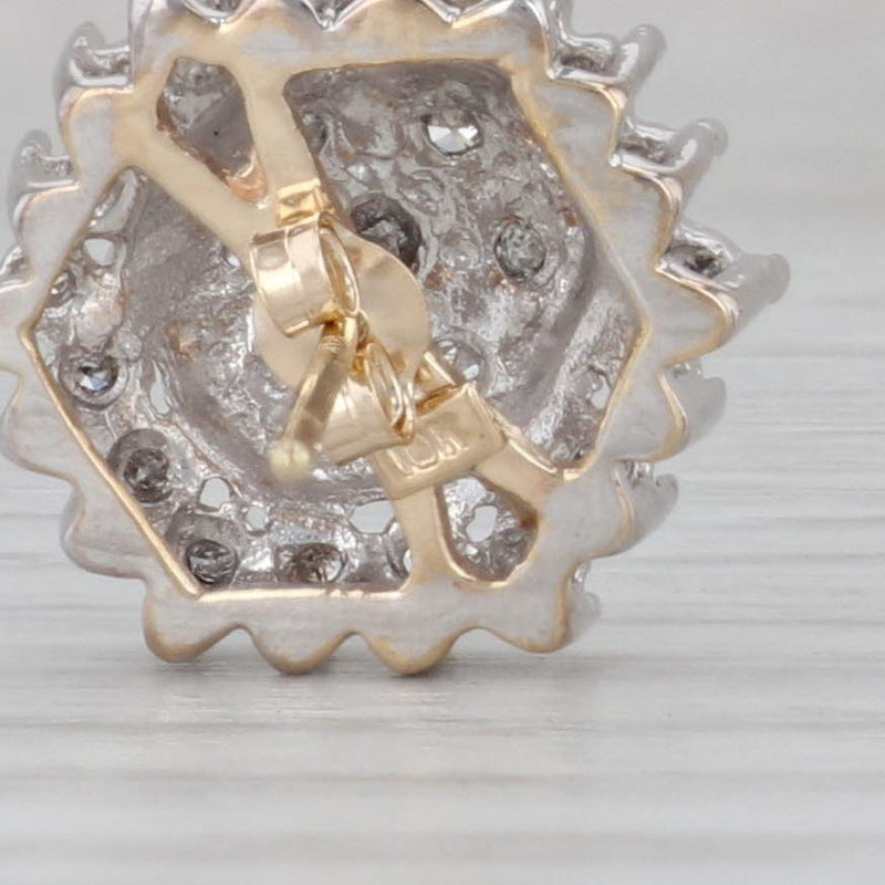 Gray 0.25ctw Diamond Cluster Stud Earrings 10k White Yellow Gold Pierced 2-Toned