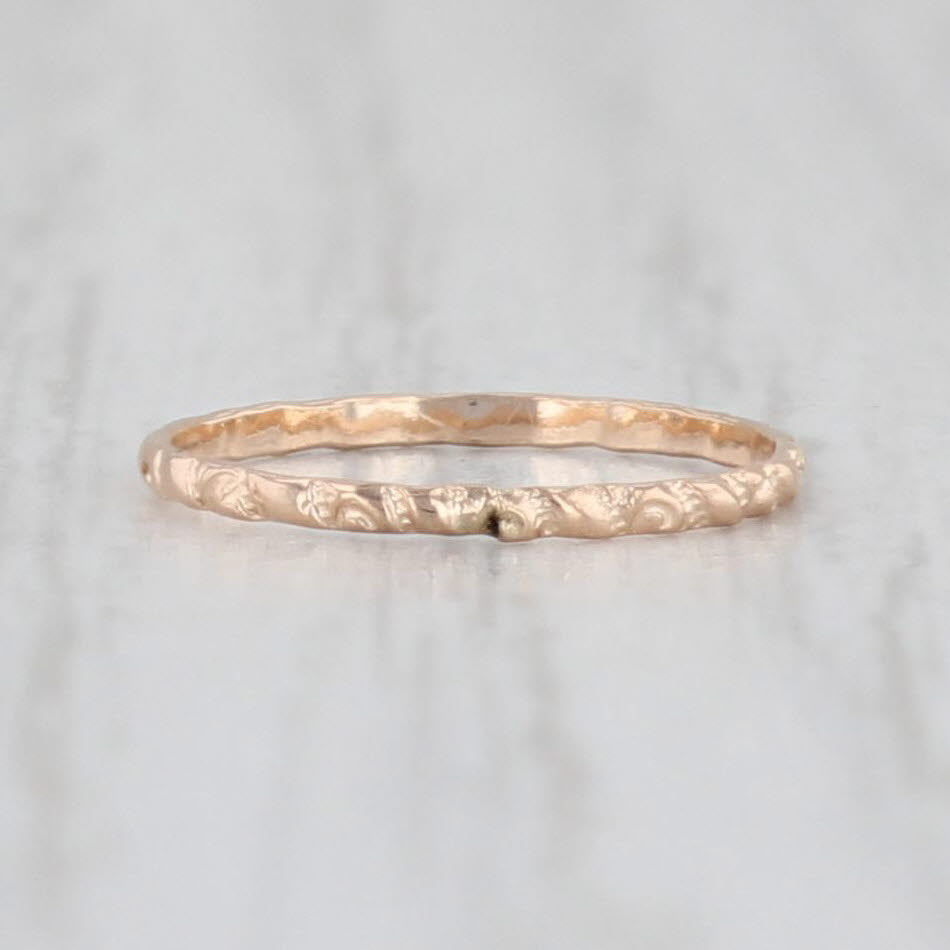 Light Gray Antique Floral Baby Ring 10k Yellow Gold Small Baby Size Band Keepsake