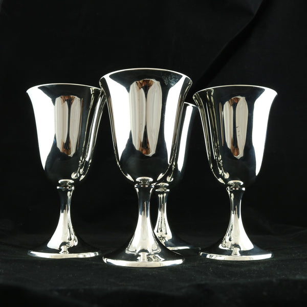 Black International Silver Set of 4 Water Goblets 10150 Sterling Chalice Drinkware