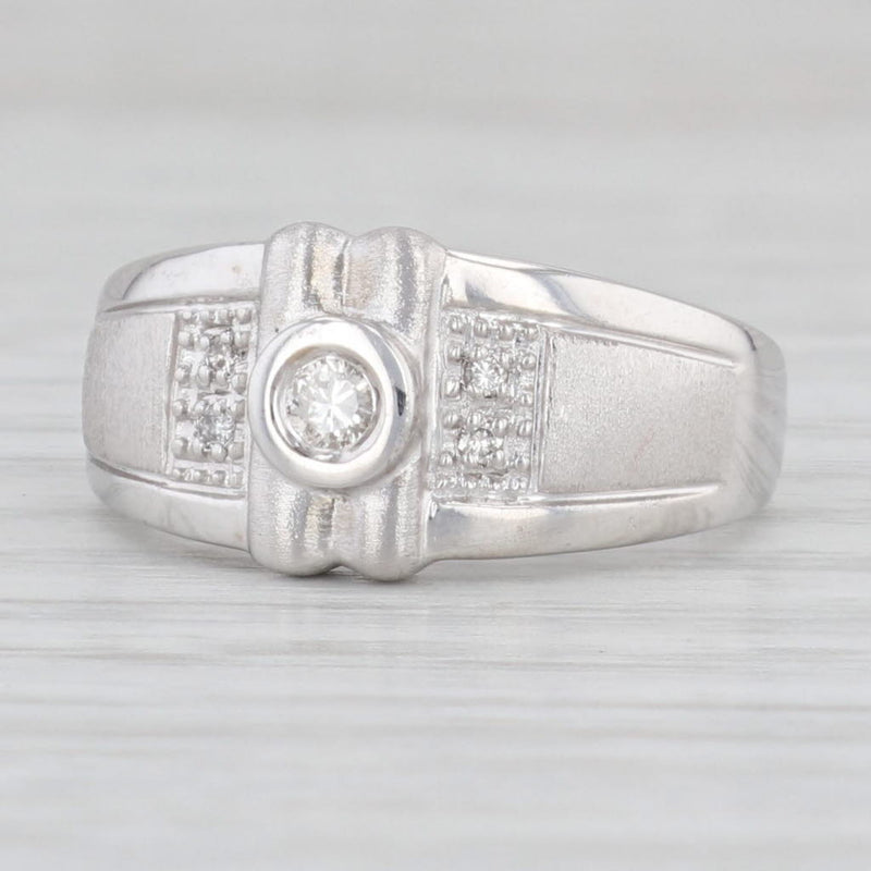Light Gray 0.10ctw Round Diamond Ring 14k White Gold Size 6.75 Engagement