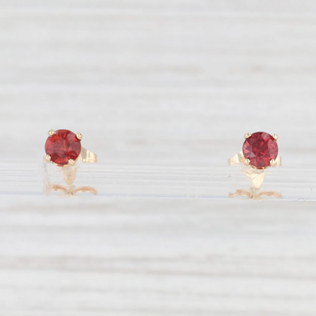 Light Gray 0.68ctw Garnet Solitaire Stud Earrings 14k Yellow Gold January Birthstone