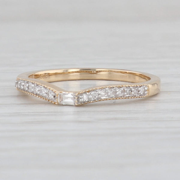 Light Gray New 0.13ctw Diamond Contoured Wedding Band Guard 14k Yellow Gold Size 7 Ring