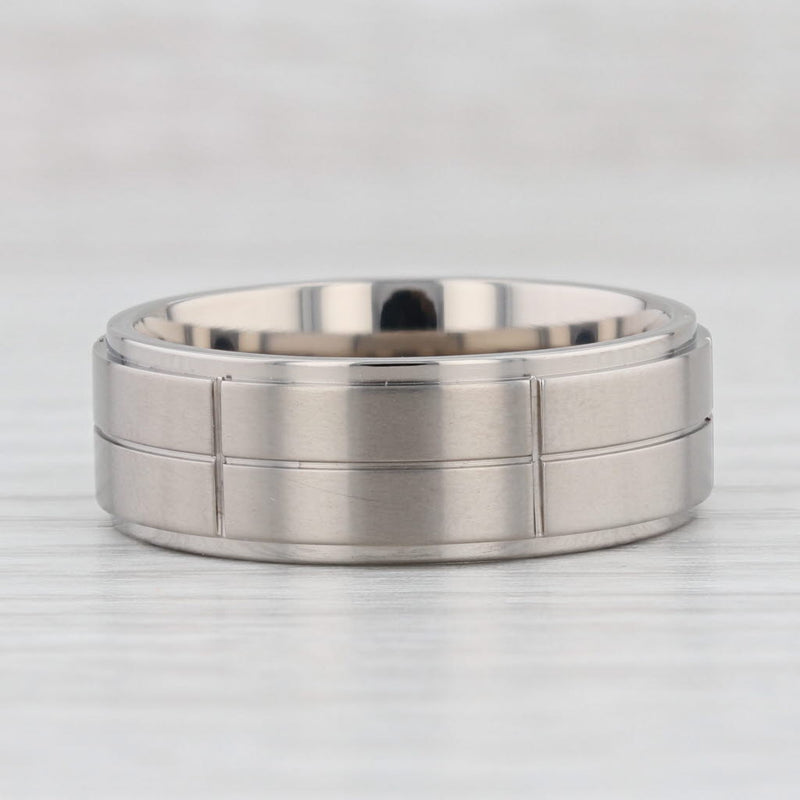 Light Gray New Beveled Brushed Titanium Ring Wedding Band Size 9