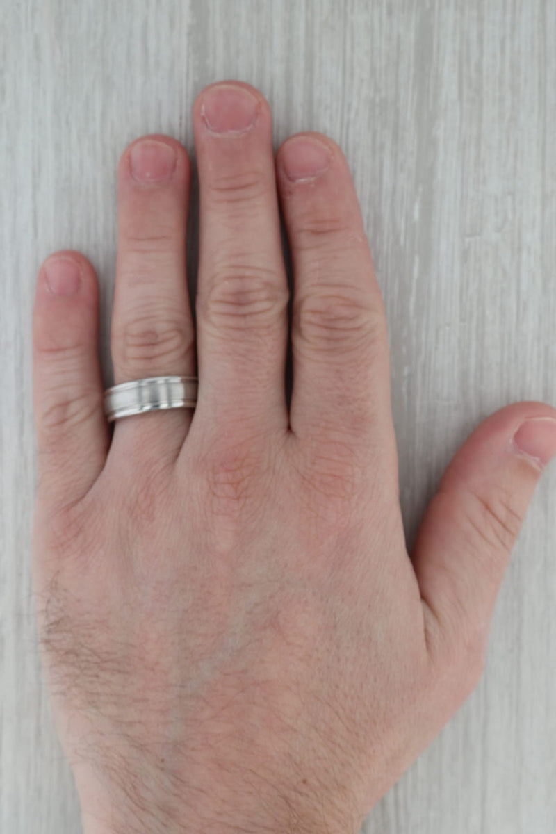 New Cobalt Chrome Ring Size 10 1/2 Wedding Band Ridged Brushed