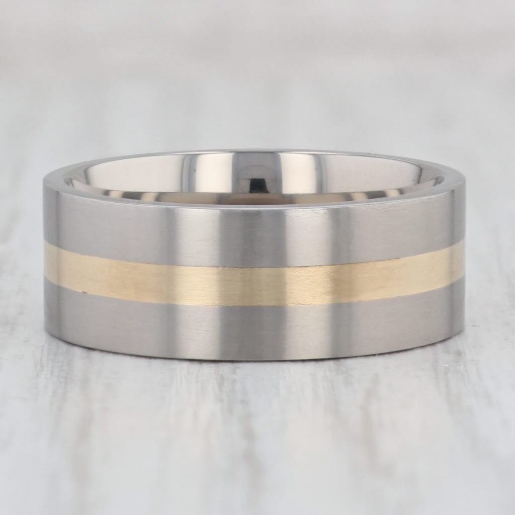 Light Gray New 2-Toned Titanium Ring Size 8 3/4 Wedding Band