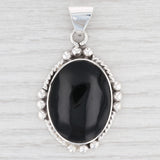 New Black Resin Pendant 925 Sterling Silver Oval Statement B12757