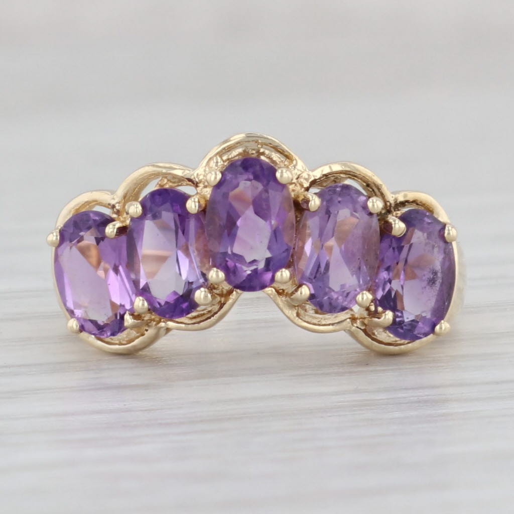 Gray Contoured 2.10ctw Amethyst Ring 14k Yellow Gold Size 6.25 Stackable