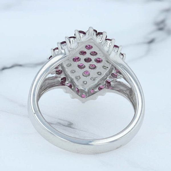 Light Gray New 1.55ctw Ruby Cluster Diamond Halo Cocktail Ring Sterling Silver Size 7