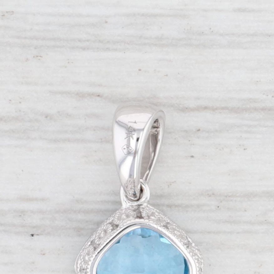 Light Gray New 1.15ct Blue Topaz Drop Pendant 14k White Gold Solitaire December Birthstone