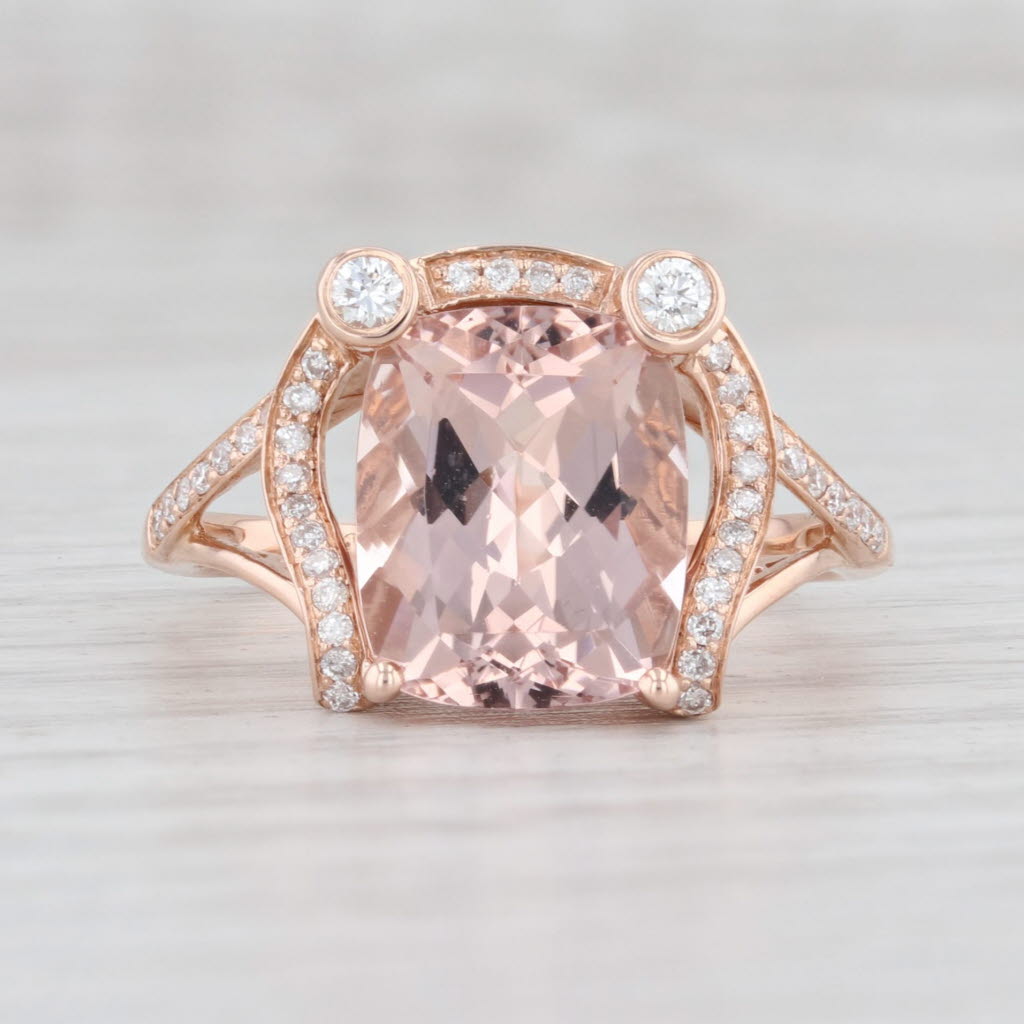 Light Gray 4.09ctw Morganite Diamond Ring 14k Rose Gold Size 8.25 Cocktail