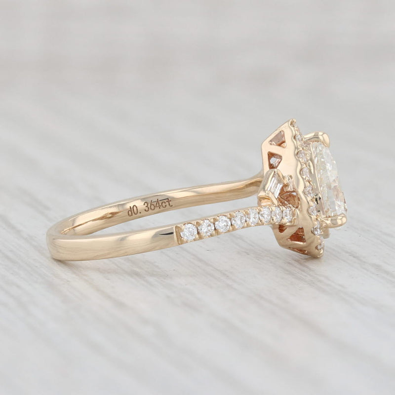 New 1.27ctw Pear Halo Diamond Engagement Ring 14k Yellow Gold Size 6.75