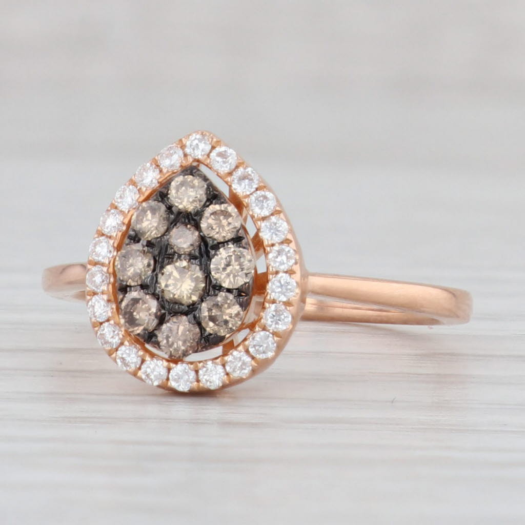 Light Gray 0.40ctw Champagne White Diamond Teardrop Halo Ring 18k Rose Gold Sz 7 Engagement