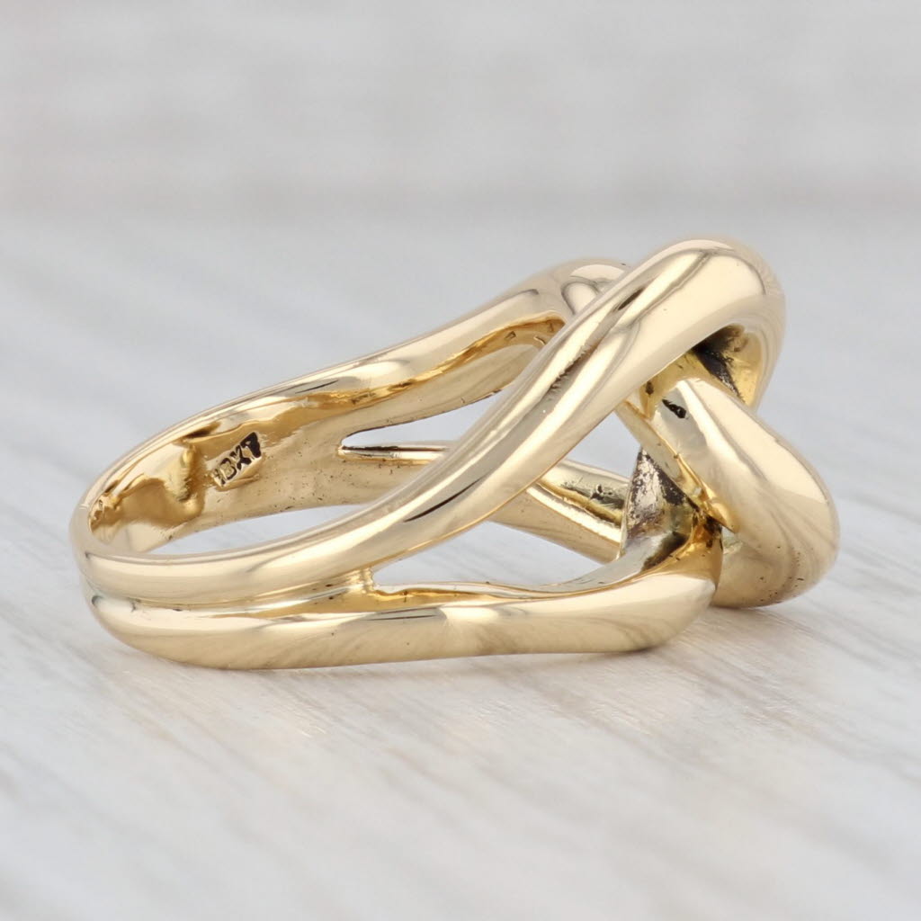 Light Gray Knot Ring Solid 18k Yellow Gold Size 5.5 Statement