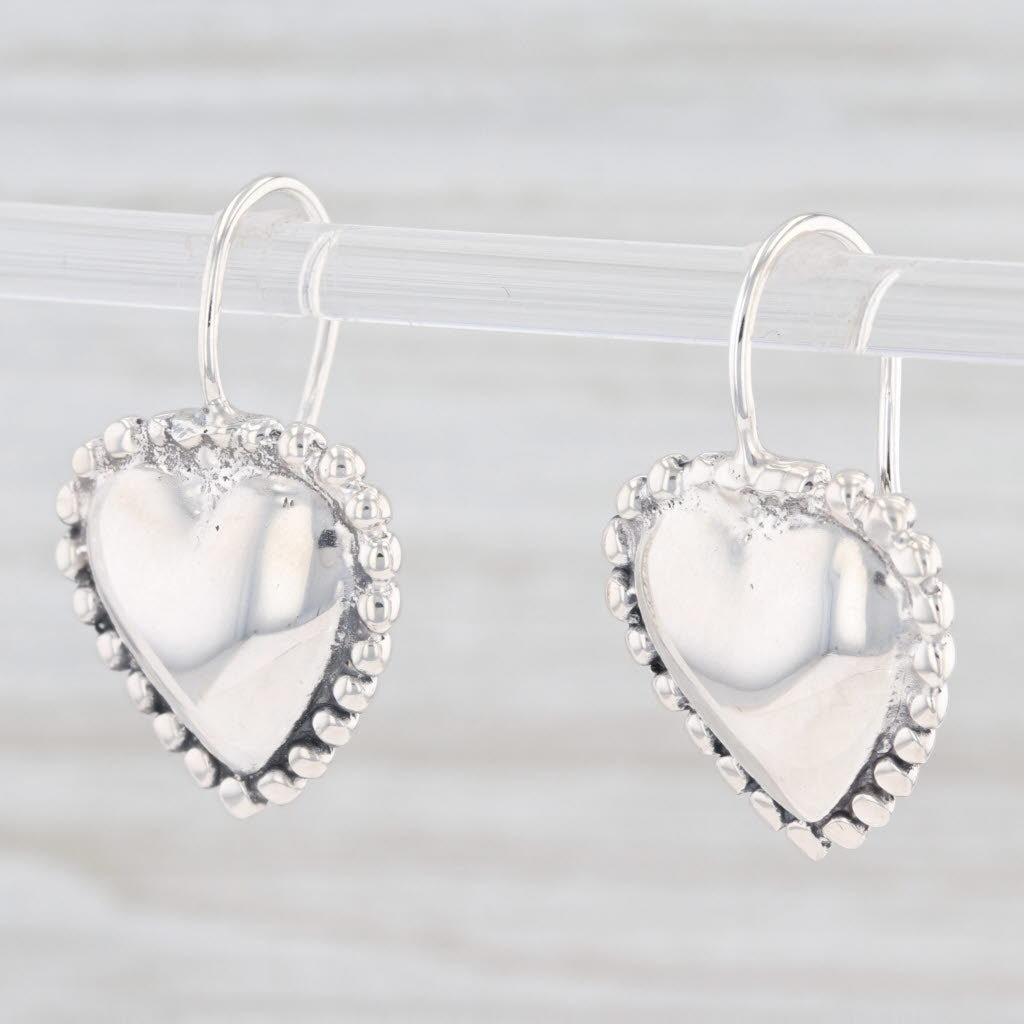 Light Gray New Heart Drop Earrings Sterling Silver Hook Posts Pierced