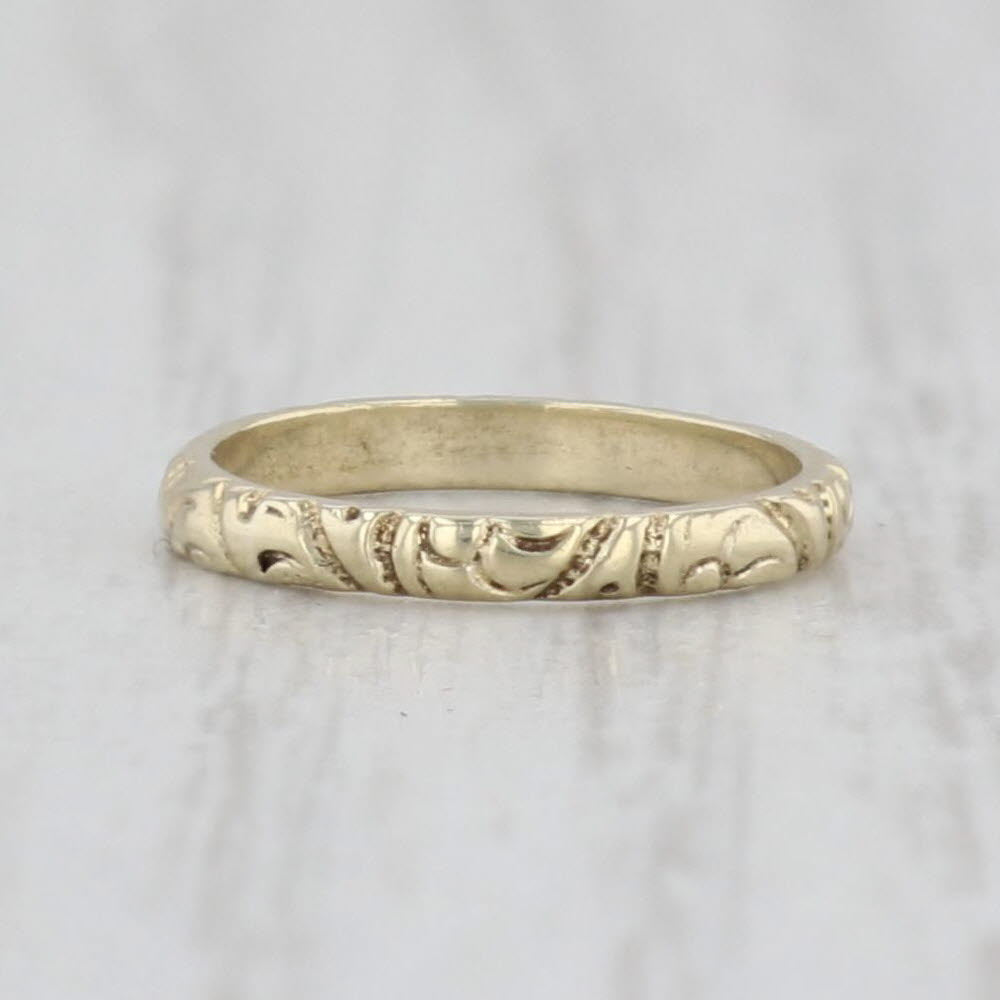 Light Gray Antique Floral Baby Ring 10k Yellow Gold Keepsake Small Baby Size