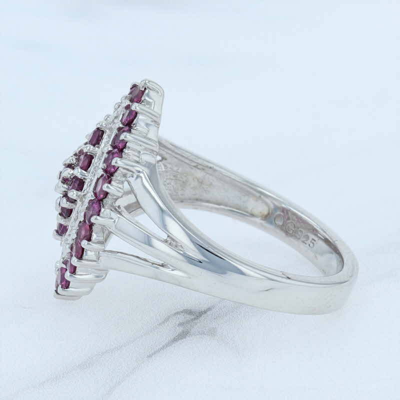 Lavender New 1.55ctw Ruby Cluster Diamond Halo Cocktail Ring Sterling Silver Size 7