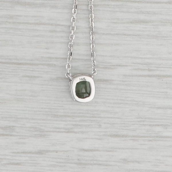 Light Gray New Custom 0.41ct Green Alexandrite Pendant Necklace 14k White Gold 16"