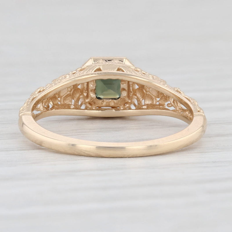 Light Gray New 0.47ct Green Alexandrite Solitaire Ring 14k Gold Size 6.5 Floral Filigree
