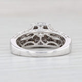 Light Gray 0.92ctw Princess Diamond Halo Engagement Ring 14k White Gold Size 7.25