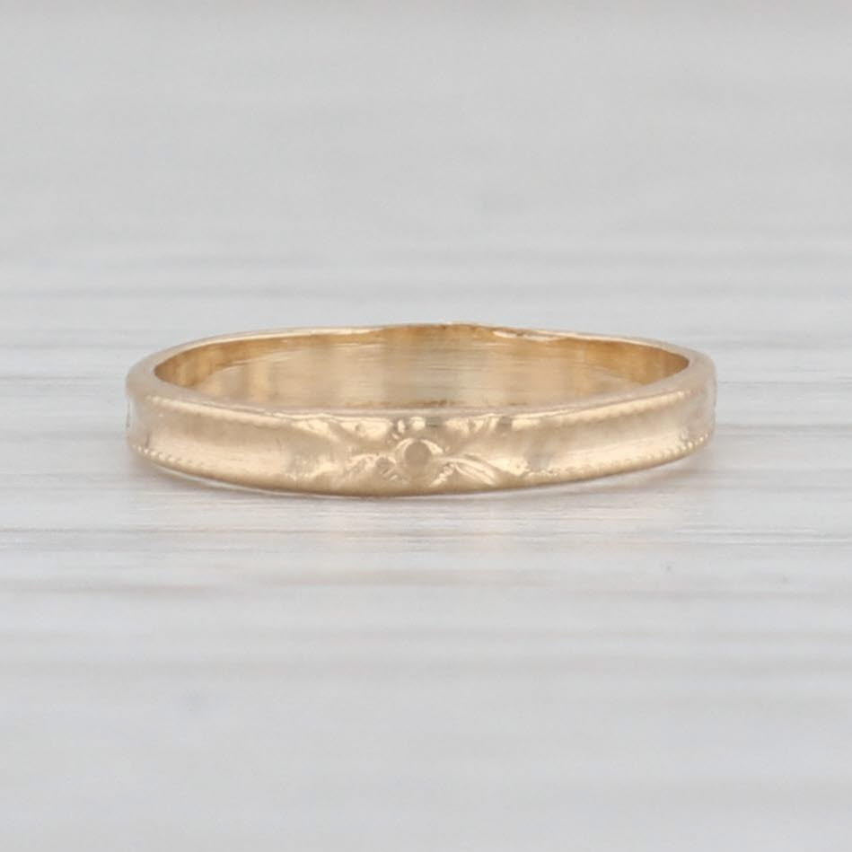 Light Gray Antique Keepsake Floral Baby Ring 10k Yellow Gold Small Baby Size