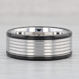 Light Gray New Men's Ridged Tungsten Triton Ring Wedding Band Size 10.25