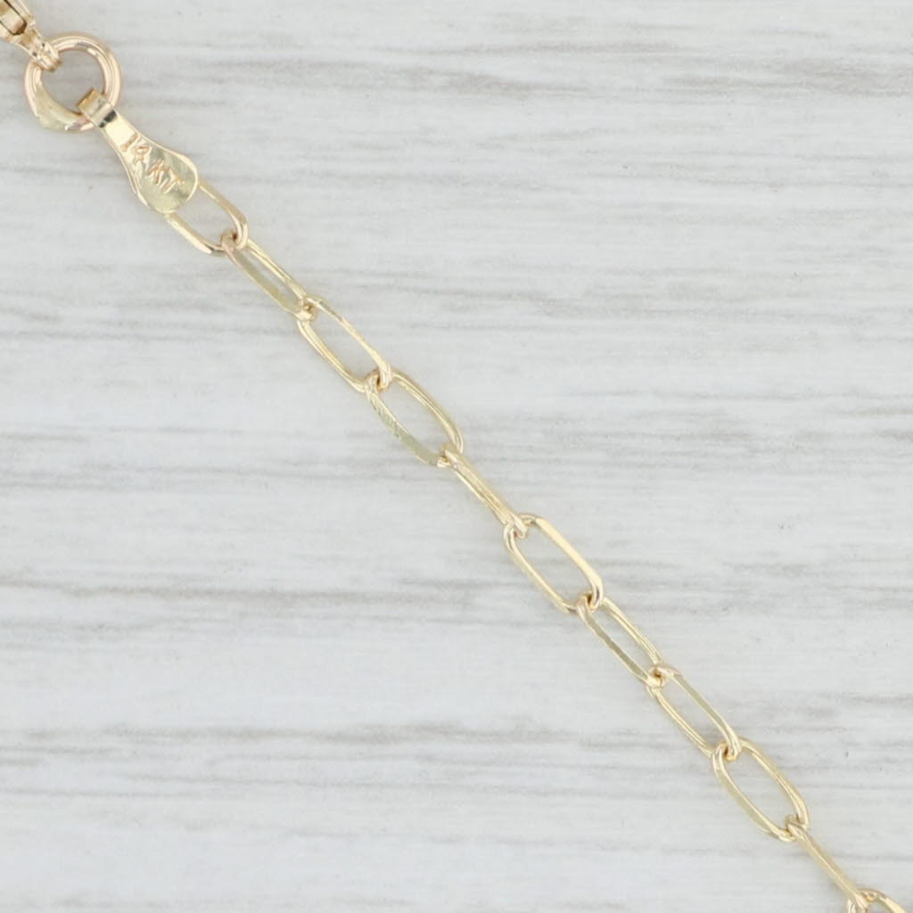 Light Gray 16" Elongated Cable Chain 14k Yellow Gold 2mm Lobster Clasp