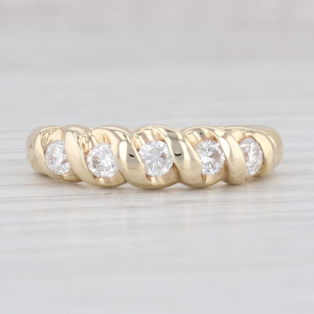 Light Gray 0.38ctw Diamond Stackable Ring 14k Yellow Gold Size 5.5 Wedding Anniversary Band