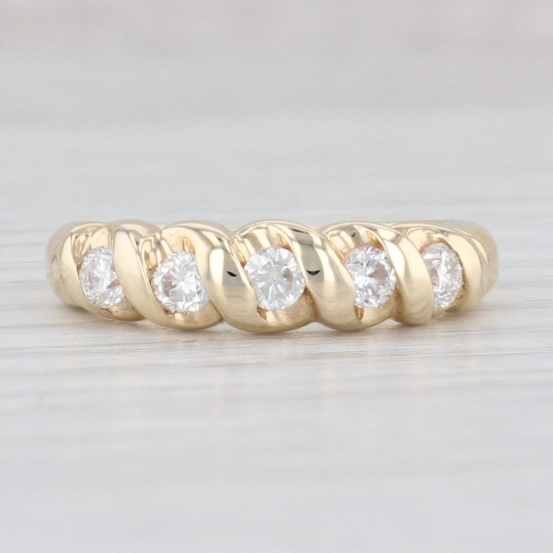 Light Gray 0.38ctw Diamond Stackable Ring 14k Yellow Gold Size 5.5 Wedding Anniversary Band