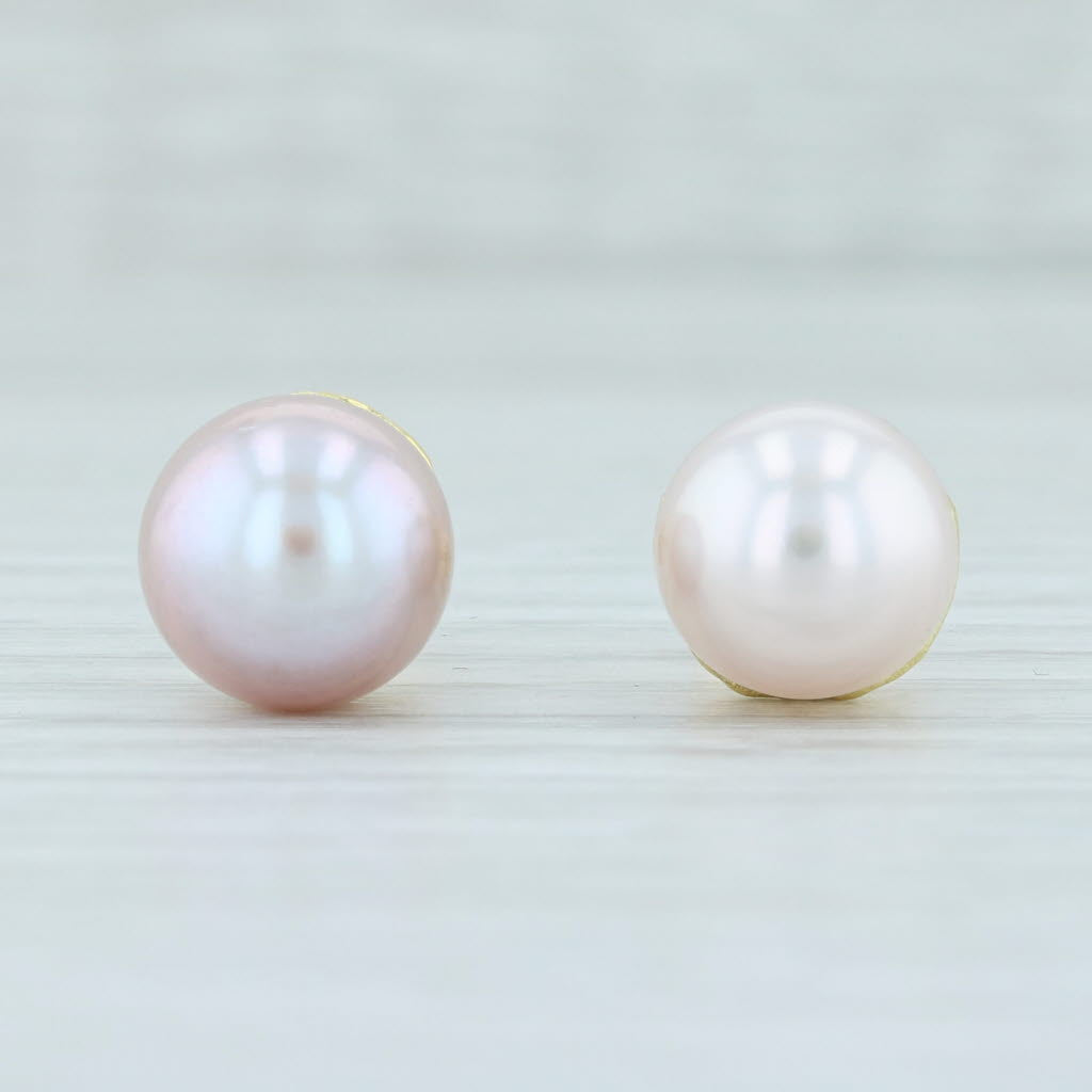 Light Gray Pink Cultured Pearl Stud Earrings 14k Yellow Gold Pierced Nordstrom