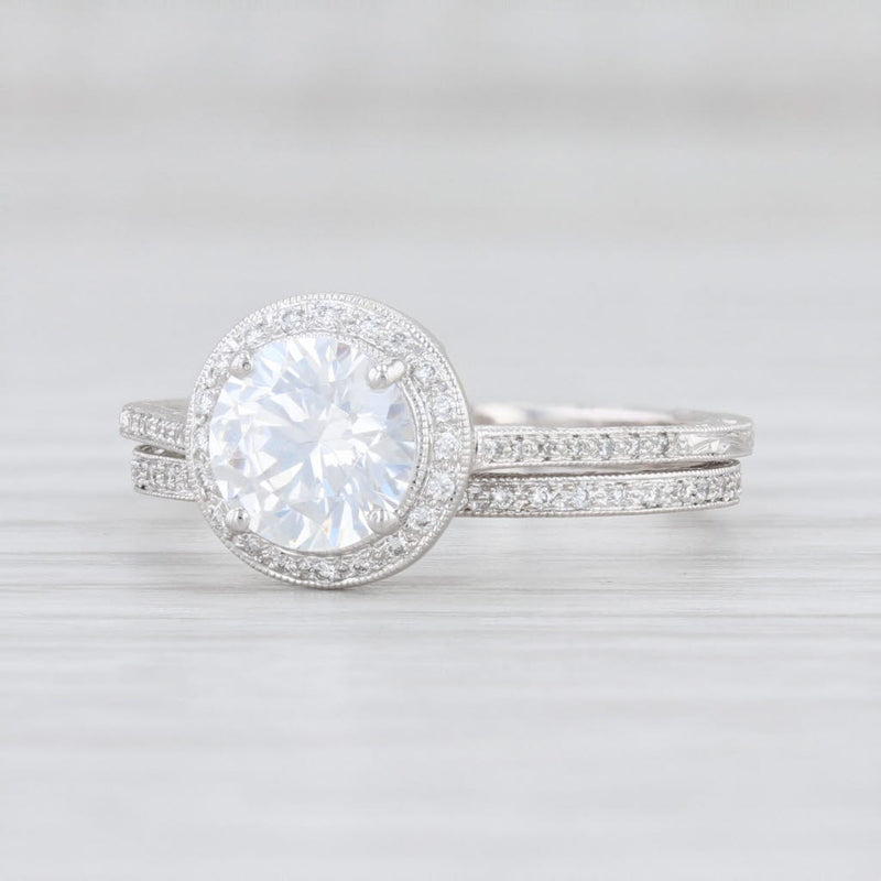 Light Gray New Beverley K Bridal Set Semi Mount Engagement Ring Diamond Wedding Band 6.5
