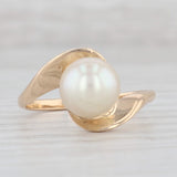 Cultured Pearl Solitaire Ring 14k Yellow Gold Size 8.25 Bypass