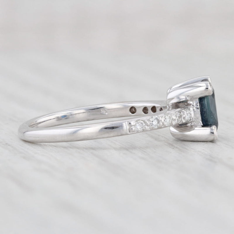 1.02ctw Blue Sapphire Diamond Ring 18k White Gold Size 5.5 Engagement