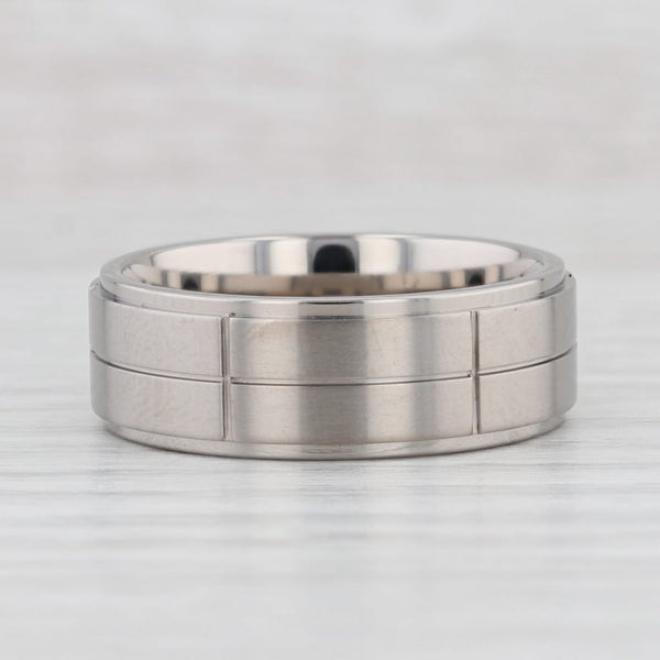 Light Gray New Beveled Brushed Titanium Ring Size 10.5 Wedding Band
