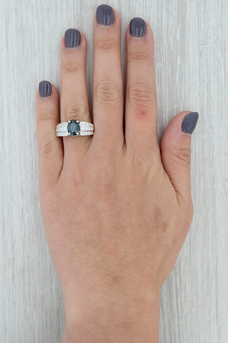 Rosy Brown New 2.62ctw Blue Sapphire White Diamond Ring 14k White Gold Size 8 Dankner