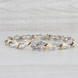 0.54ctw Diamond Woven Bracelet 10k White Yellow Gold 7" 6.3mm