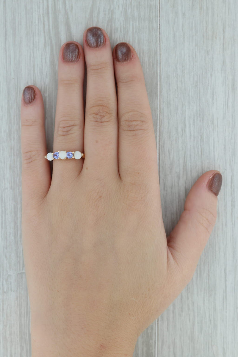 Tanzanite Synthetic Opal Ring 14k Yellow Gold Size 7.25 Gemstone Stackable Band