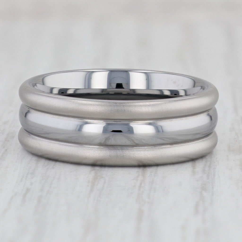 Gray New Beveled Tungsten Men's Ring Size 10 Wedding Band