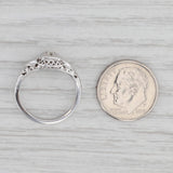 Gray Art Deco VS2 Diamond Engagement Ring 14k White Gold Filigree Size 5.25