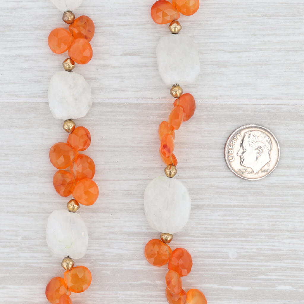 Light Gray New Nina Nguyen Wisteria Bead Necklace Carnelian Moonstone Statement 18-21"